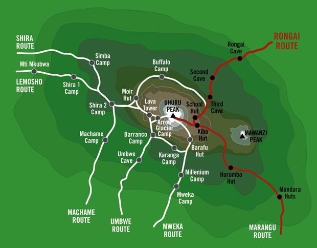 Kilimanjaro-Rongai-Route-Map
