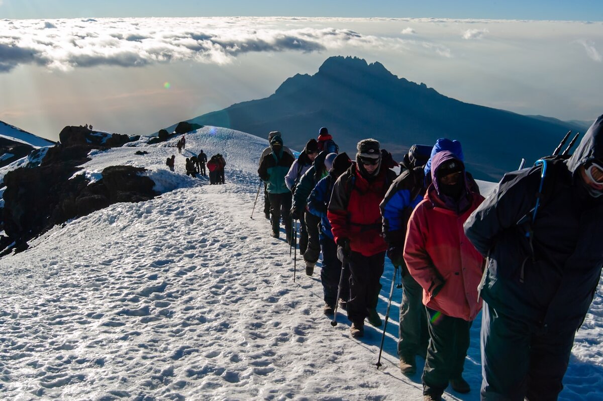 Final ascent to Uhuru Peak on Kilimanjaro