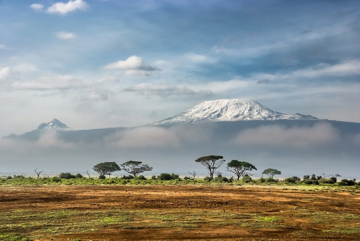 Kilimanjaro aerial view from Amboseli showing all routes